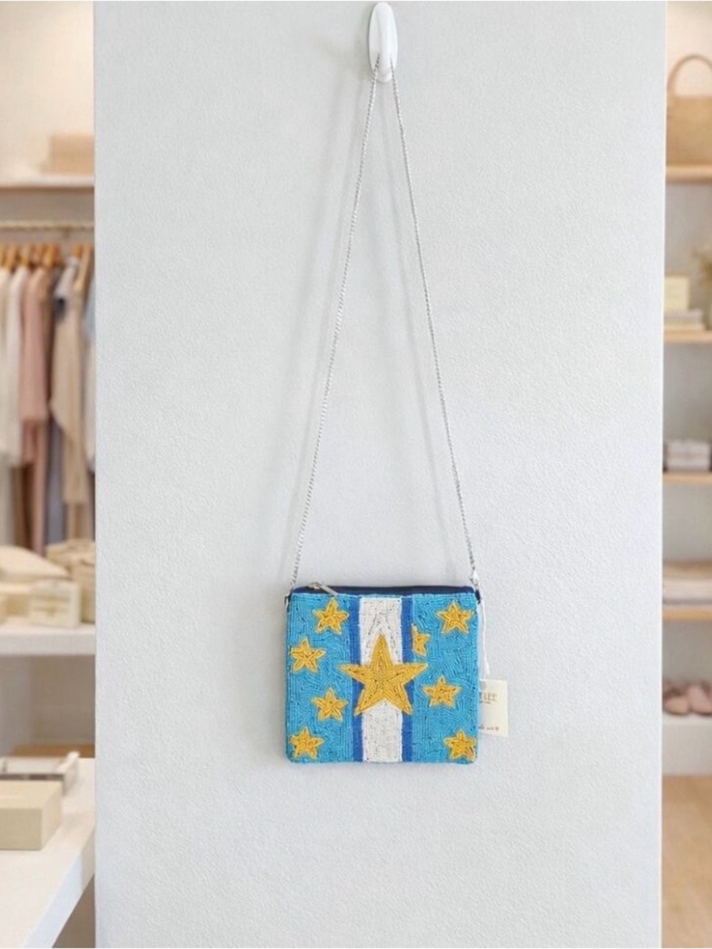 Kay Lee Blue Star Appliqué Crossbody Bag NWT